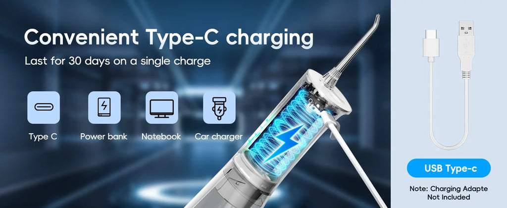 Portable Cordless Water Flosser for Teeth Cleaning