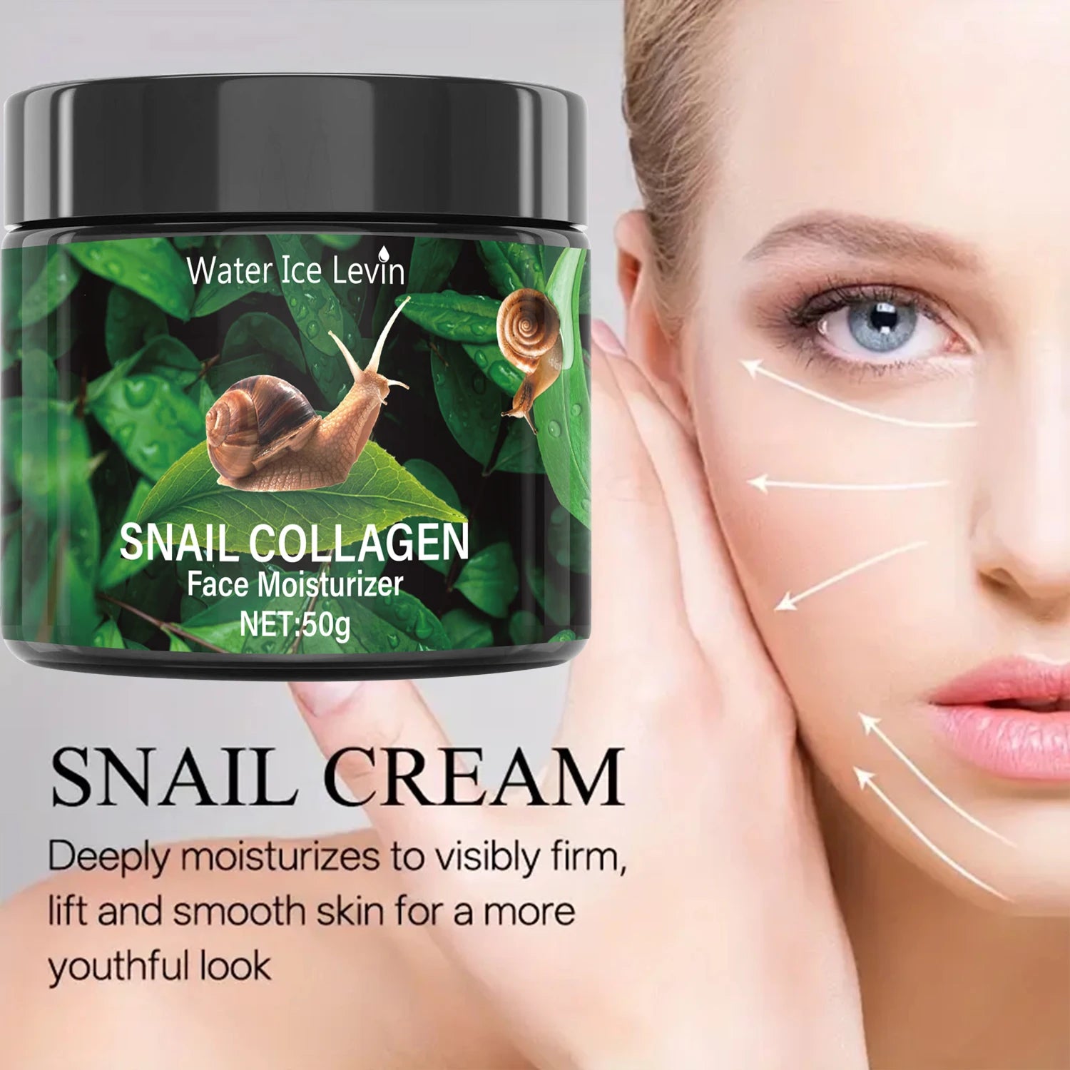 Snail Hydration Cream Moisturizer Plant Collagen Vitamin E 50g - 2