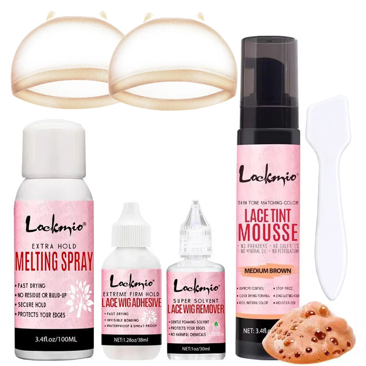 Lockmio Wig Installation Kit Lace Tint Mousse and Adhesive Glue Set - 23