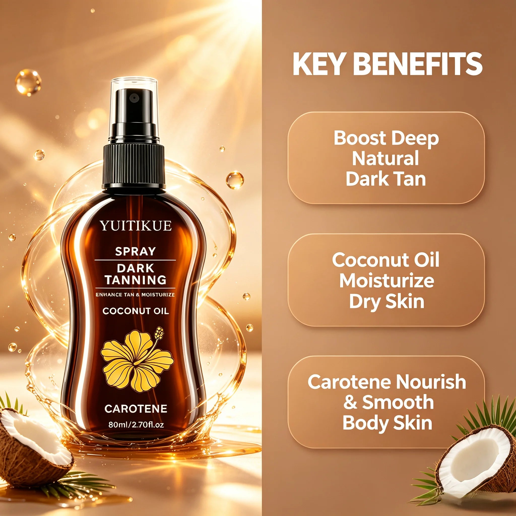 Coconut Oil Dark Tanning Spray With Carotene Moisturizing Sun Tan Oil - 2