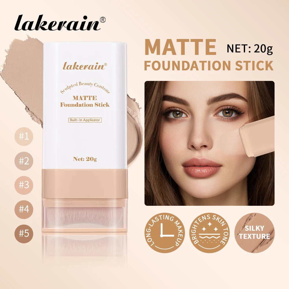 Matte Foundation Stick with Built-in Brush for Flawless Coverage