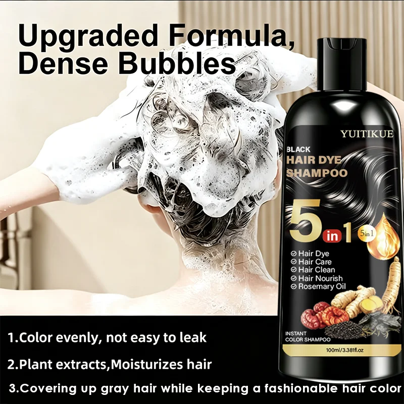 5-in-1 Plant Based Hair Coloring Shampoo Gray Hair Coverage 100ml - 10