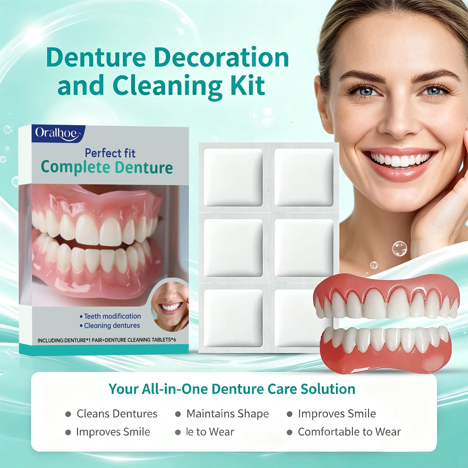 Cosmetic Denture Kit for Missing or Stained Teeth - 6