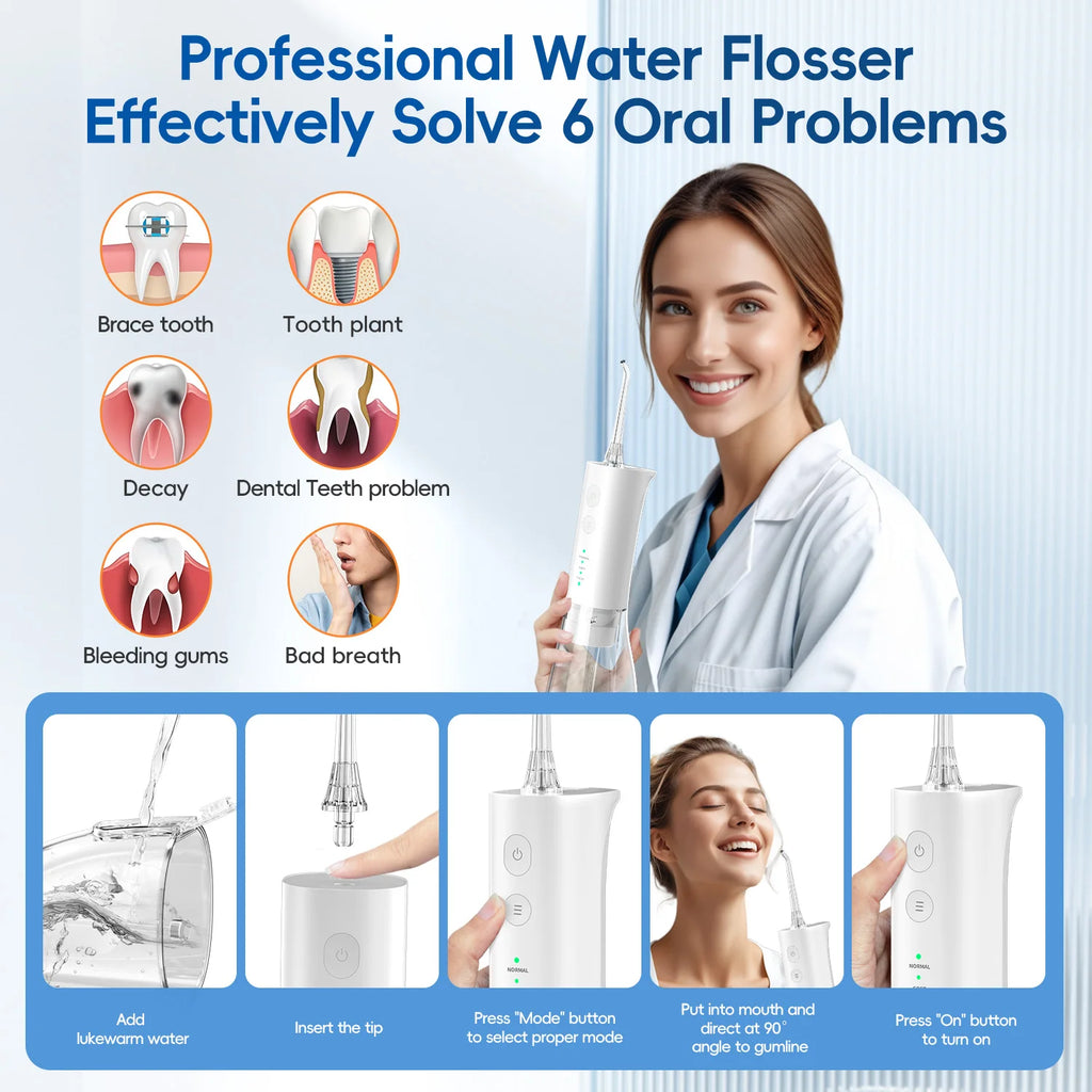 Portable Cordless Water Flosser for Teeth Cleaning
