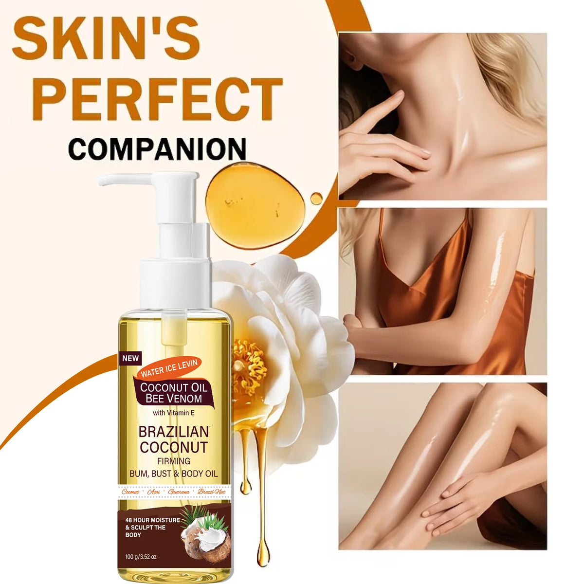 Brazilian Coconut Bee Venom Firming Body Oil Moisturizer 100g