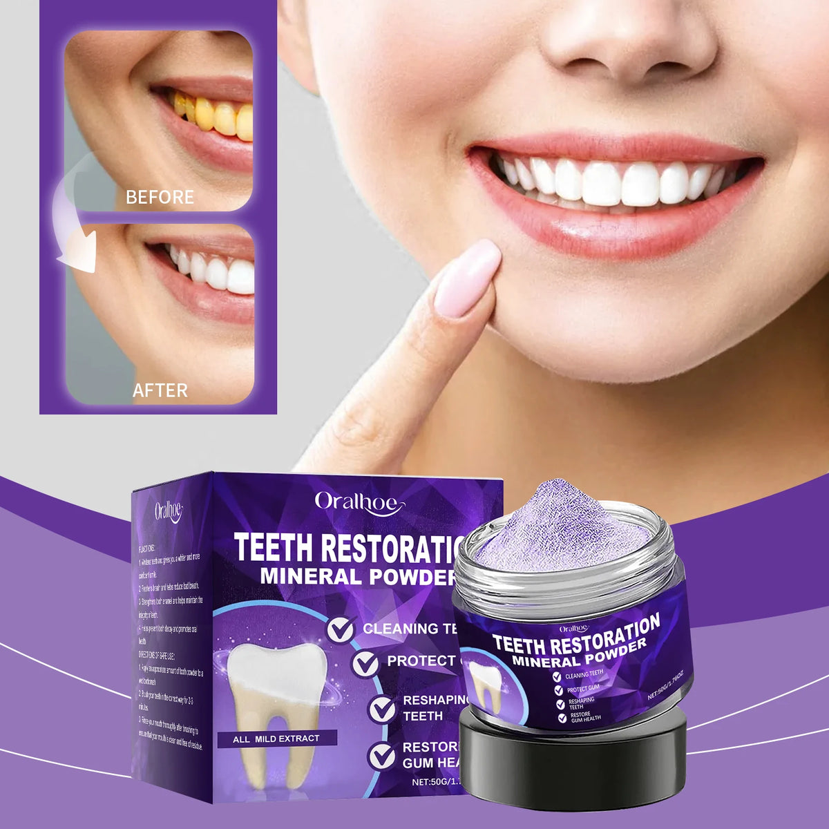 Teeth Whitening and Plaque Removal Cleaning Powder