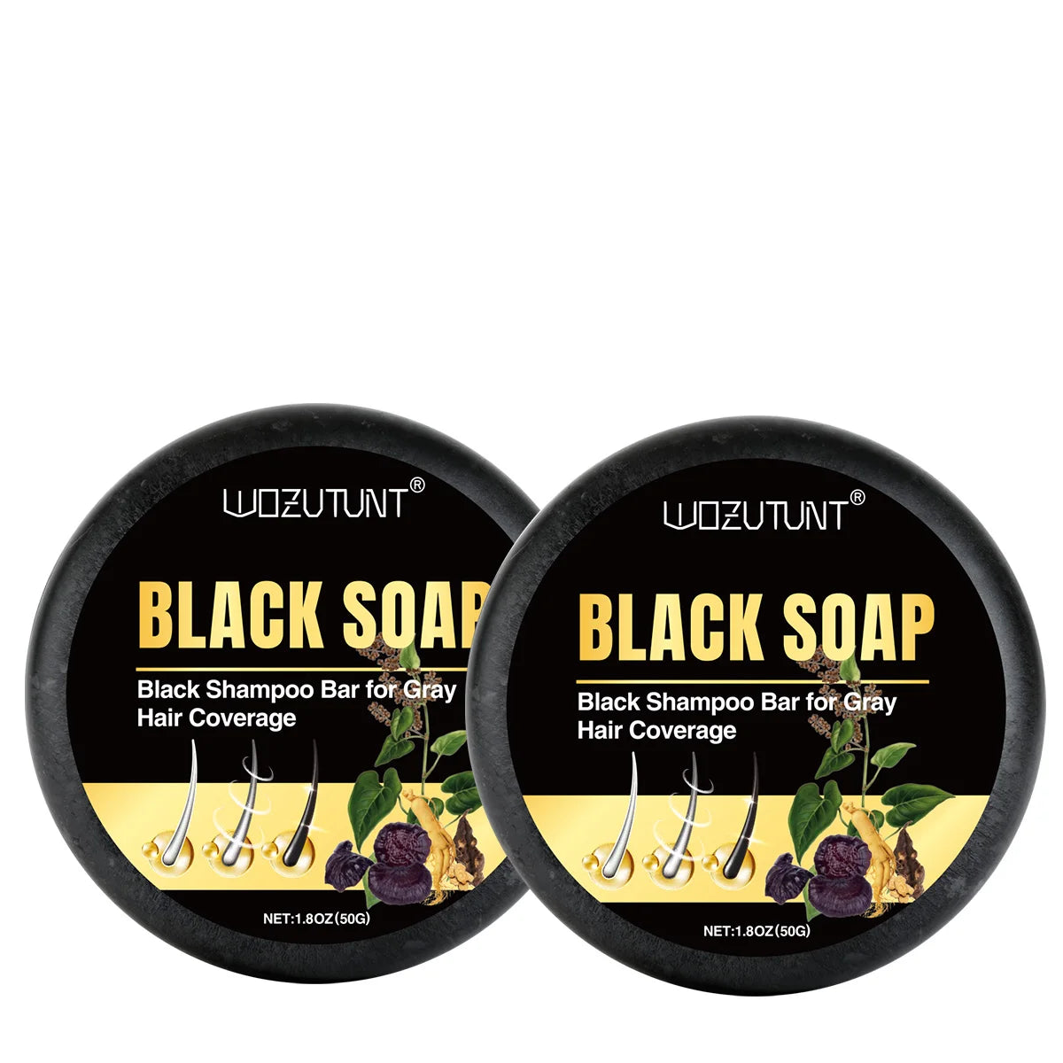 Goiple Black Hair Shampoo Bar Gray Coverage Natural Hair Darkening Soap - 10