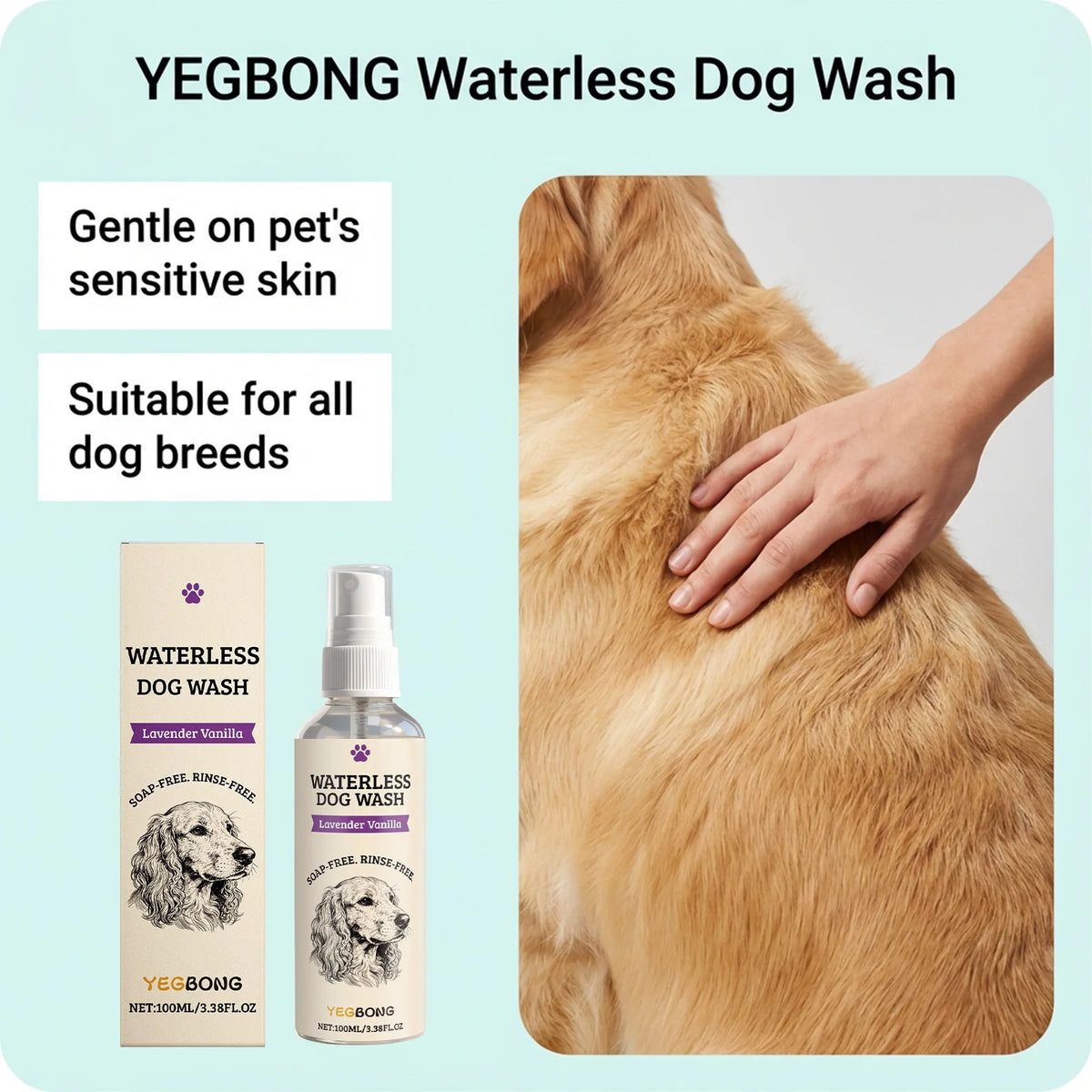 Waterless Dog Shampoo Spray for Quick Cleaning and Odor Removal