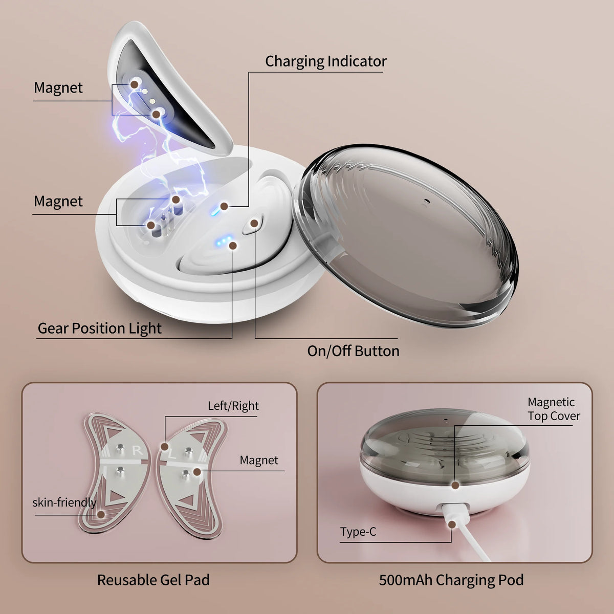 Red Light Microcurrent Eye Massager for Dark Circles