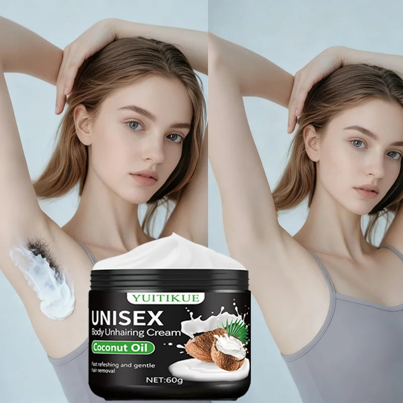 YUITIKUE Unisex Body Hair Removal Cream Gentle Coconut Oil Depilatory