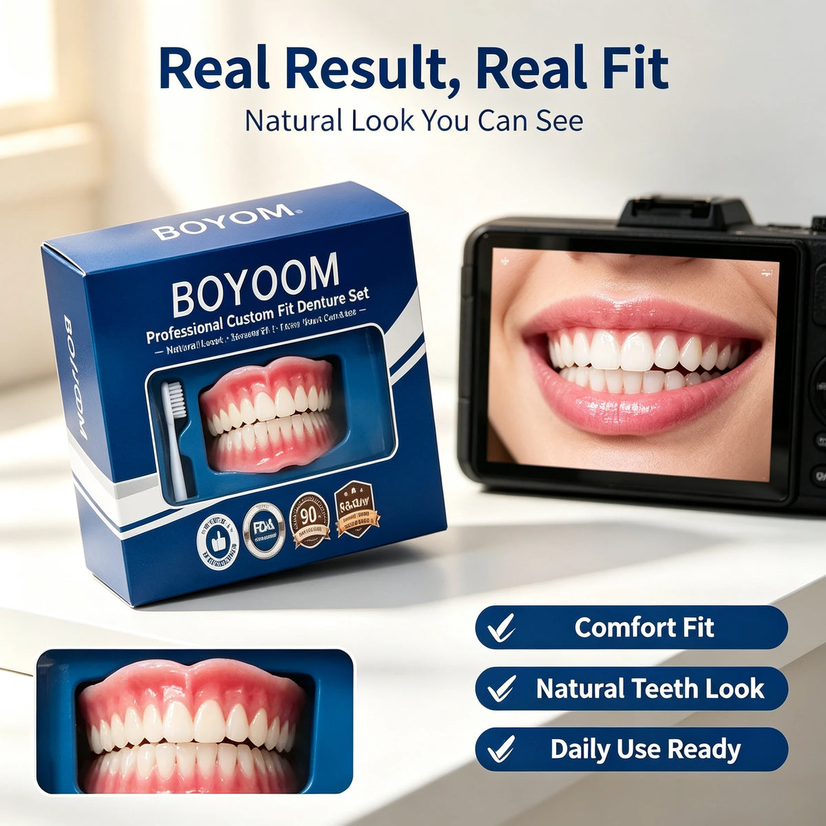 Comfort Silicone Simulation Denture Set for Natural Smile