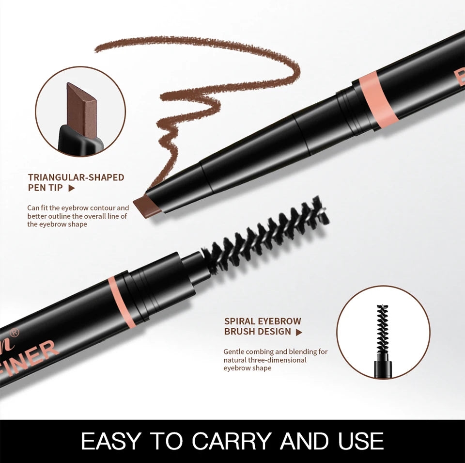 Waterproof Triangular Eyebrow Pencil with Grooming Brush - 11