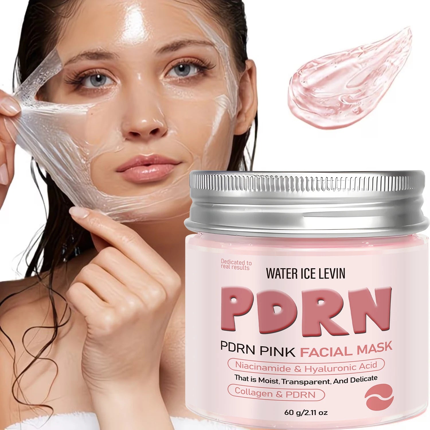 Water Ice Levin PDRN Pink Facial Mask Collagen Hyaluronic Acid Firming - 1