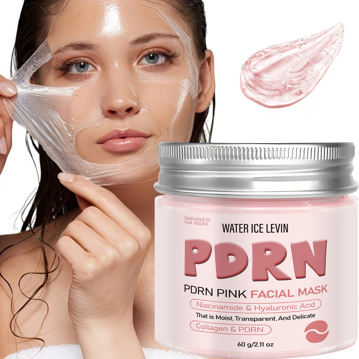 Water Ice Levin PDRN Pink Facial Mask Collagen Hyaluronic Acid Firming