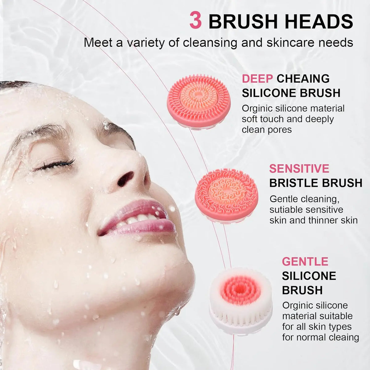 3-in-1 Electric Facial Cleansing and Exfoliating Brush