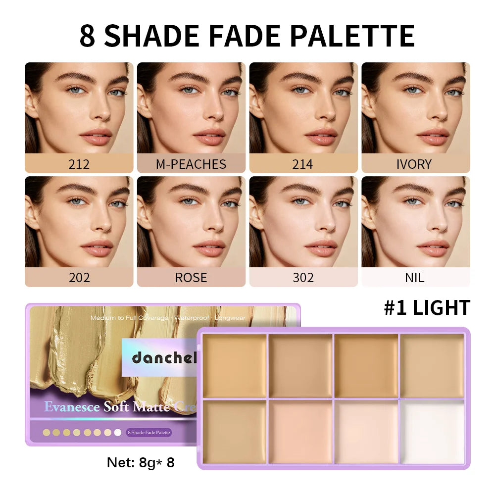 8-Shade Cream Concealer Palette for Face Contouring and Highlighting - 19