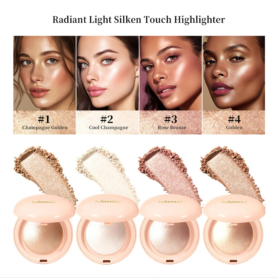 Baked Pearl Shimmer Highlighter Powder for Radiant Glow