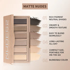 6-Color Matte Eyeshadow Palette with Brush Set