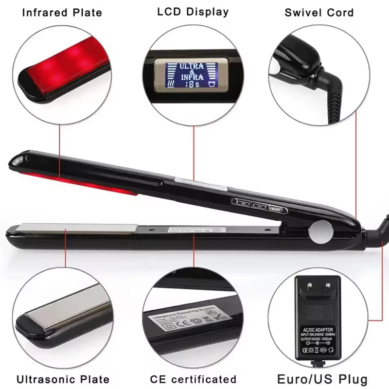 Infrared Ultrasonic Hair Care Iron Professional Deep Repair Straightener