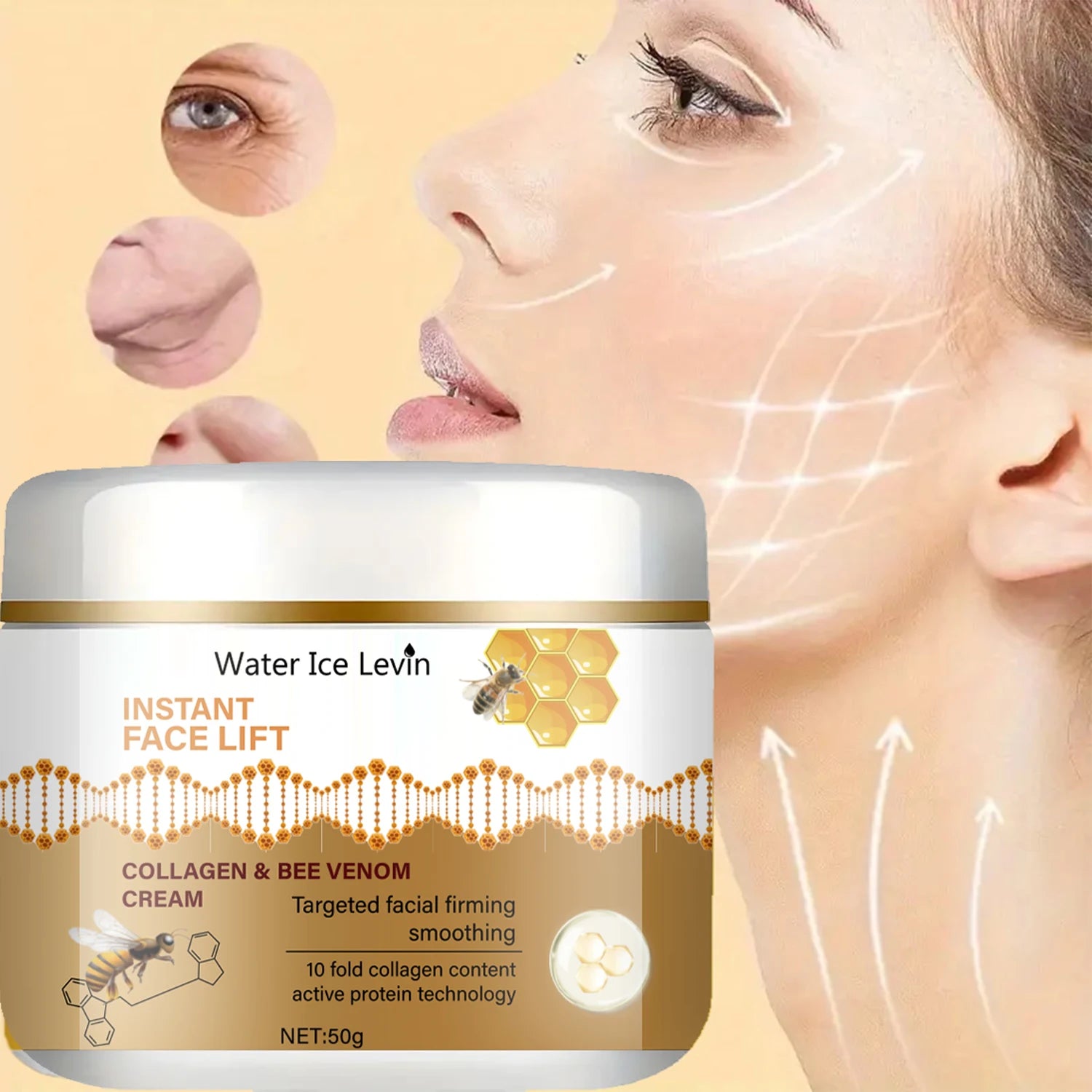 Water Ice Levin Collagen Bee Venom Face Lift Cream Firming Moisturizer - 3