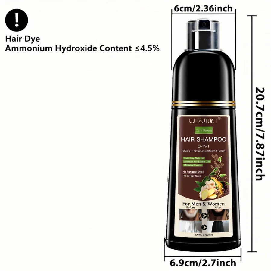 200ml 3 in 1 Herbal Hair Dye Shampoo for Men and Women