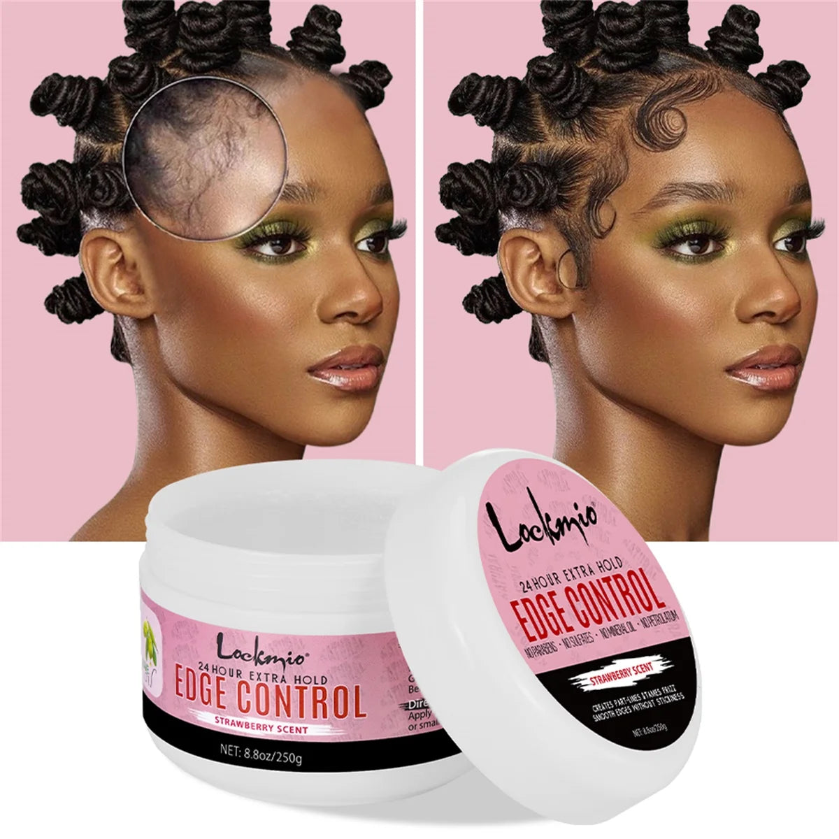 Lockmio Edge Control Wax 250g Hair Pomade Gel with Brush and Band