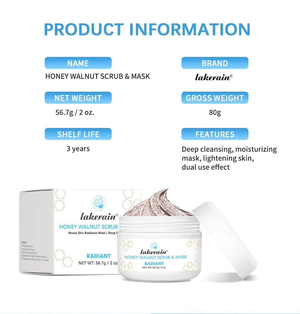 Honey Walnut Exfoliating Facial Scrub and Mask