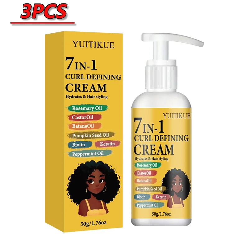 7 in 1 Curl Defining Hair Styling Cream with Rosemary and Castor Oil 50g