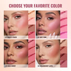 4-Color Matte Pigmented Blush Palette with Brush