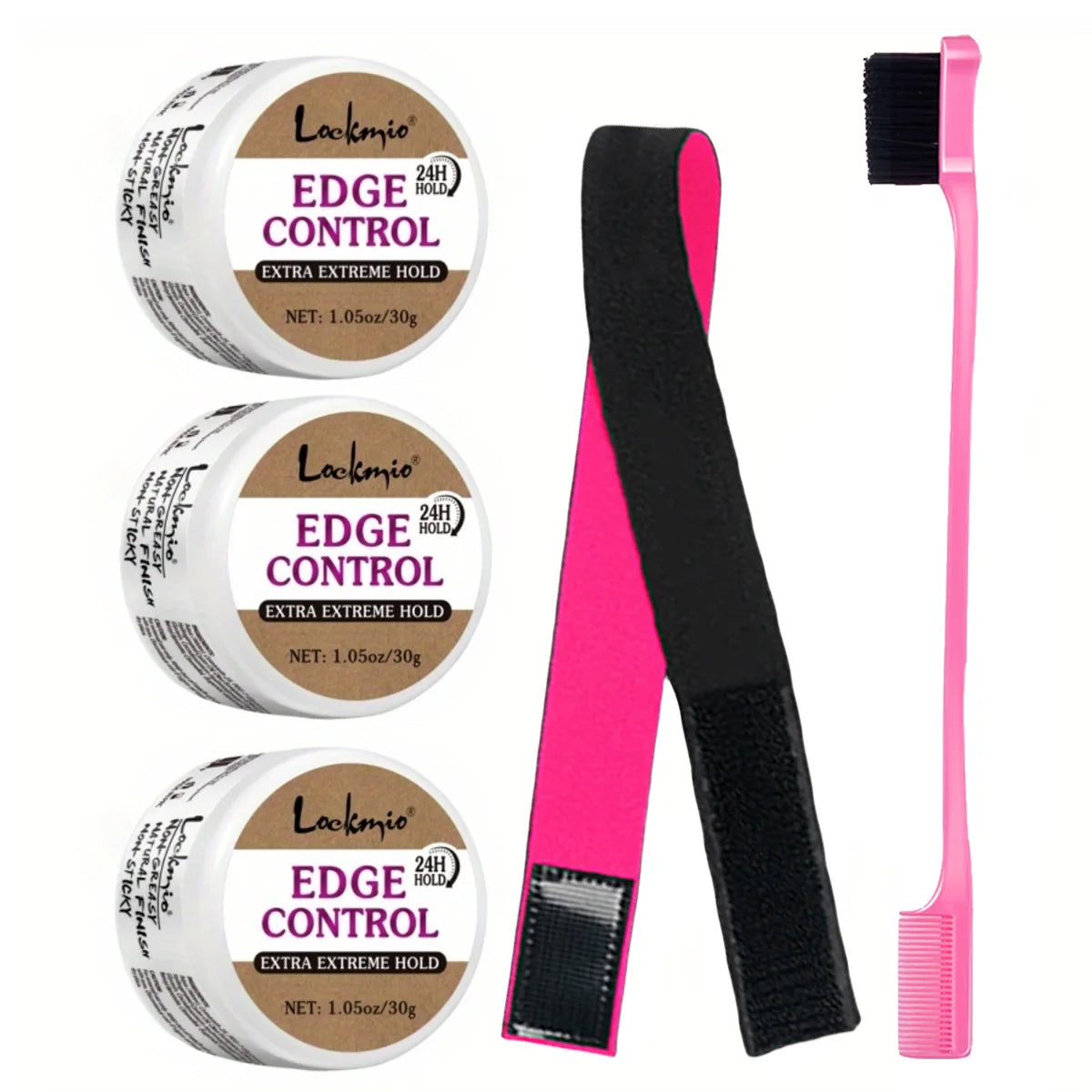Lockmio Edge Control Wax Hair Styling Gel and Finishing Pomade Kit - 15