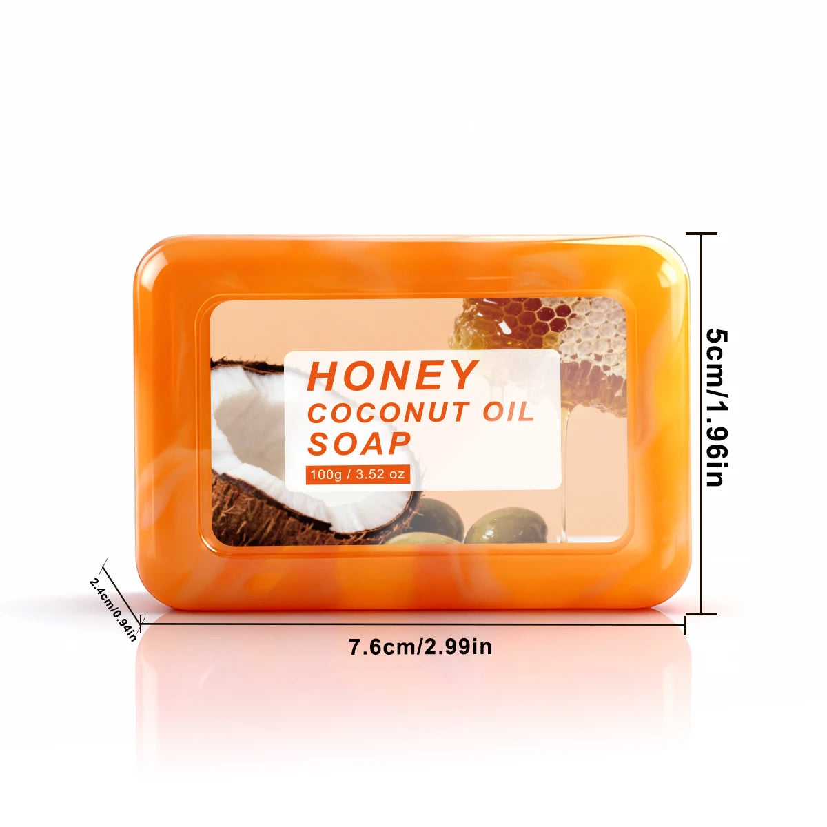 Honey Coconut Oil Soap Natural Cleansing Moisturizing Bar for Face Body - 2