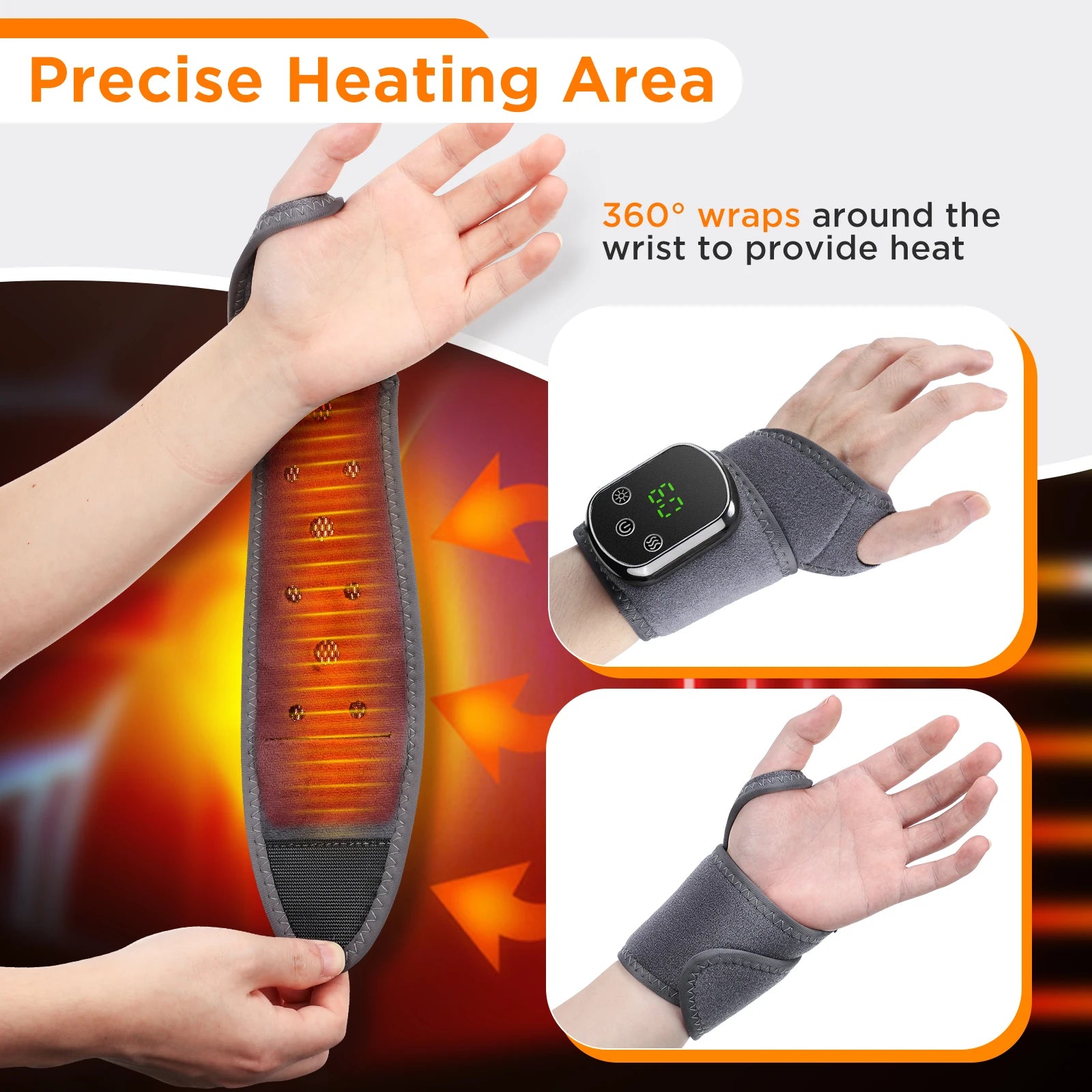Heated Wrist Brace with Vibration Massage - 8