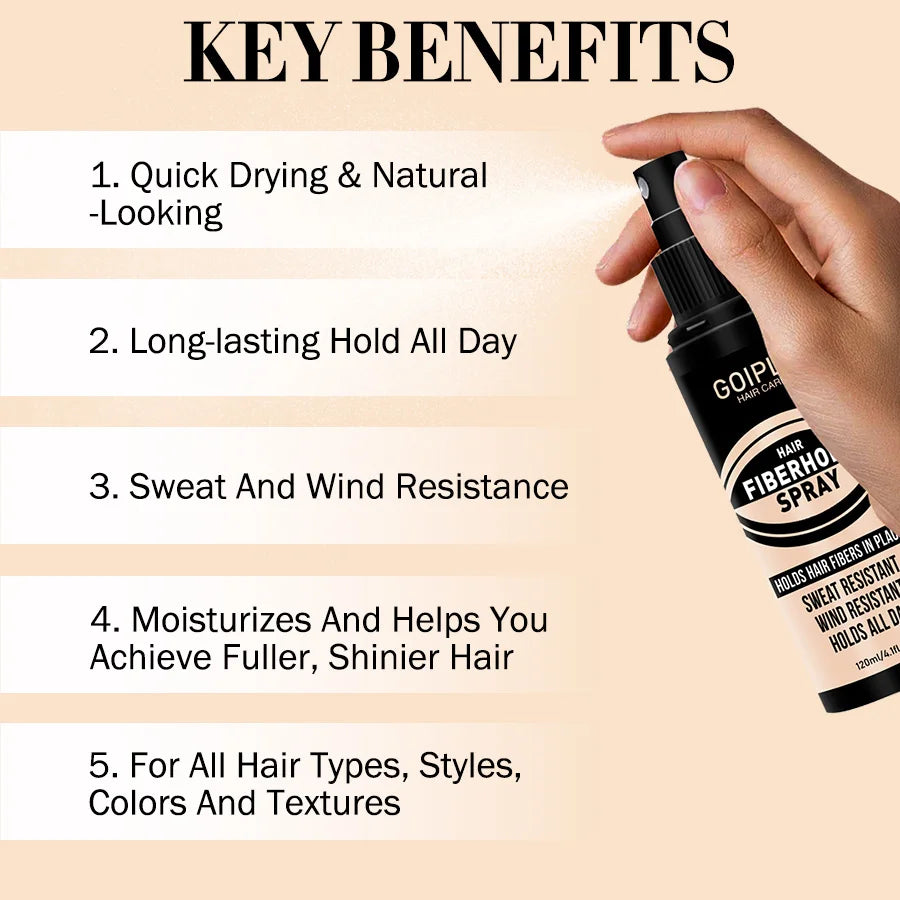 Hair Building Fibers and Spray Thickening Set 4 Piece Kit