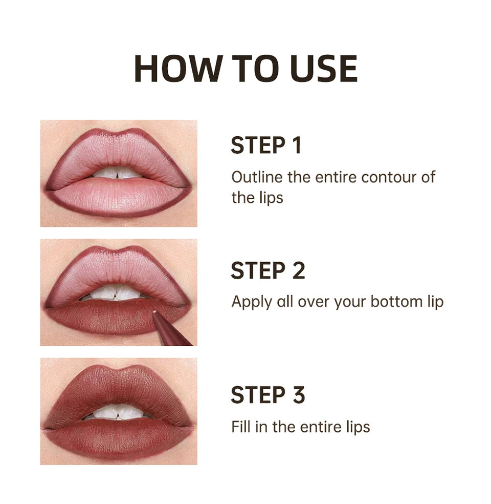2-in-1 Waterproof Matte Lipstick and Lip Liner - 12