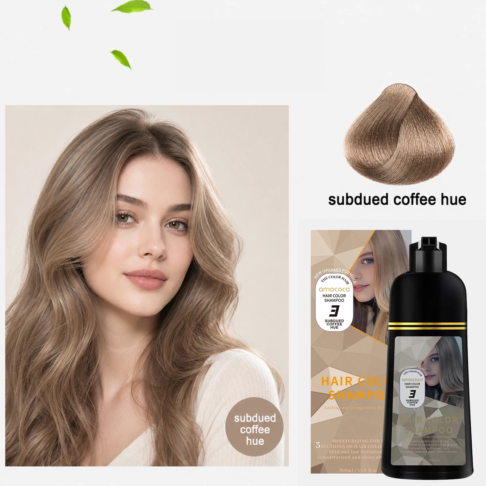 500ml Hair Color Shampoo for Black Brown Coffee and Burgundy Coloring