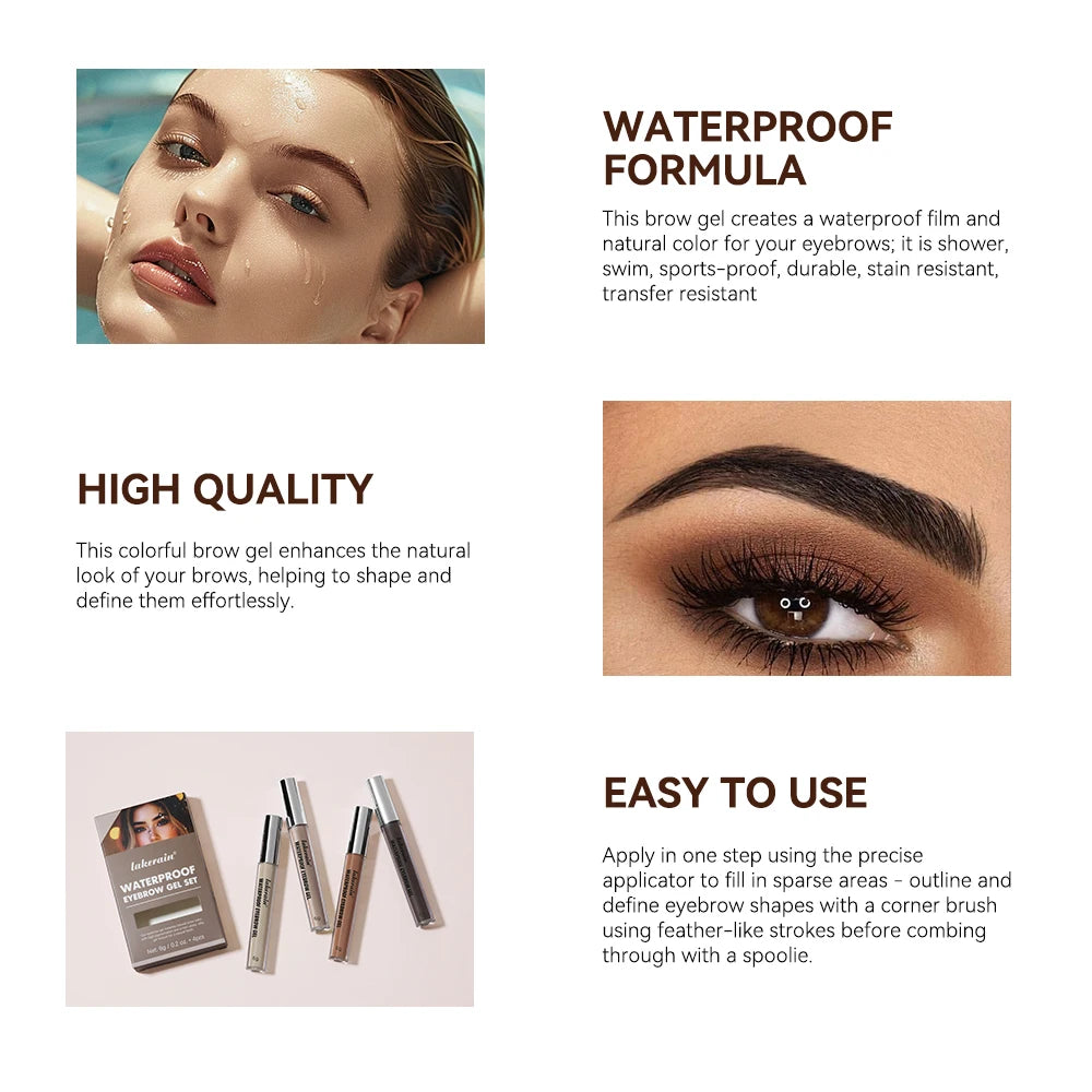 Long-Lasting Waterproof Eyebrow Tint Gel Set - 3