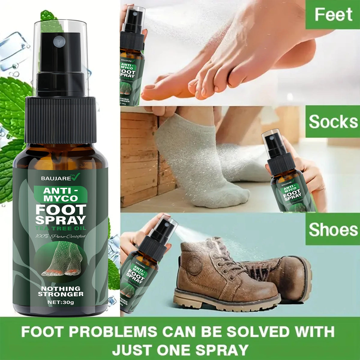 Anti Myco Foot Spray Tea Tree Oil Moisturizing Skin Care Treatment