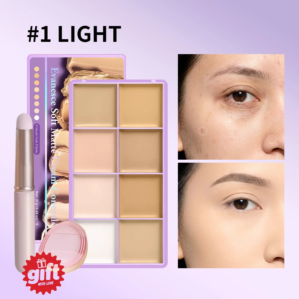 8-Shade Cream Concealer Palette and Contouring Kit