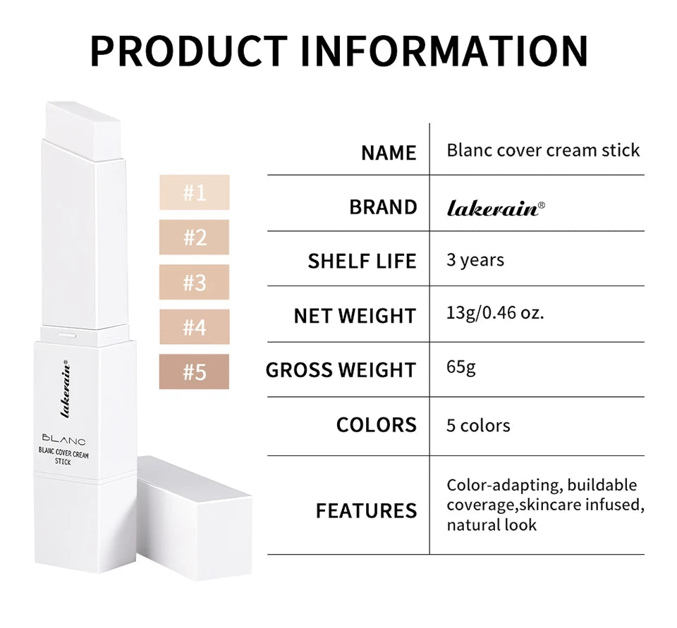 Dual-Ended Waterproof Foundation Stick with Built-in Brush
