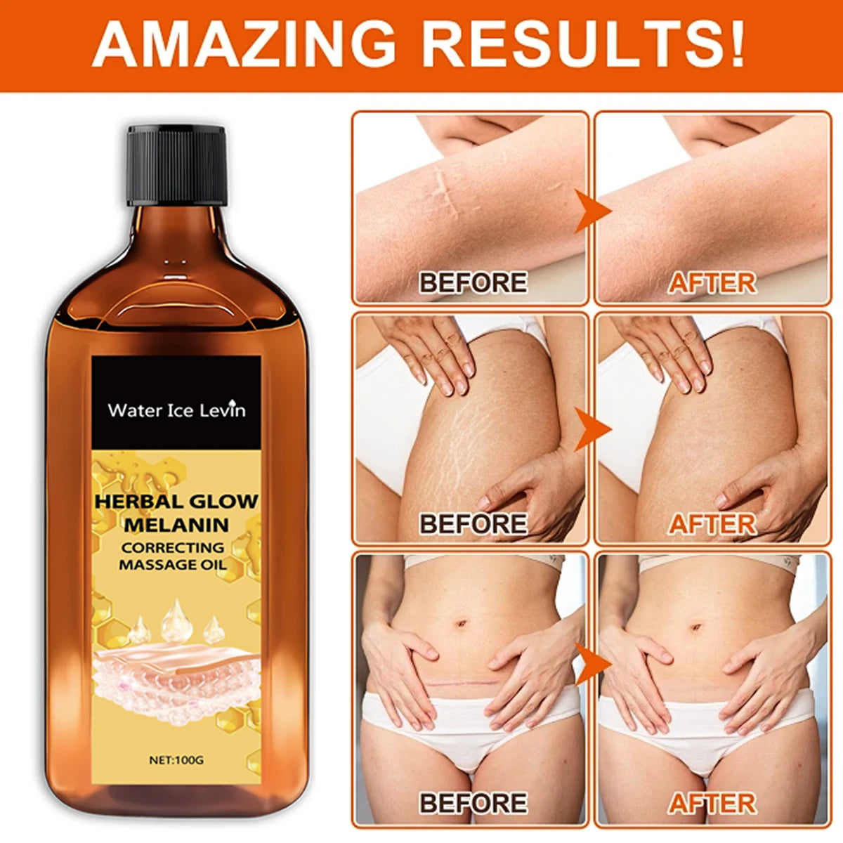 Herbal Glow Melanin Correcting Massage Oil Brightening Body Treatment