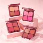 4-Color Matte Pigmented Blush Palette with Brush
