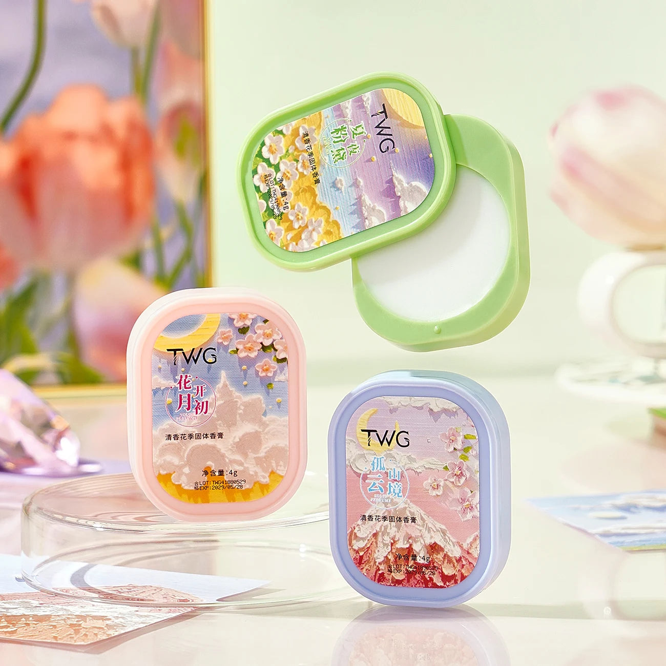 TWG Flower Season Solid Fragrance Set 3pc Portable Perfume Balm - 10