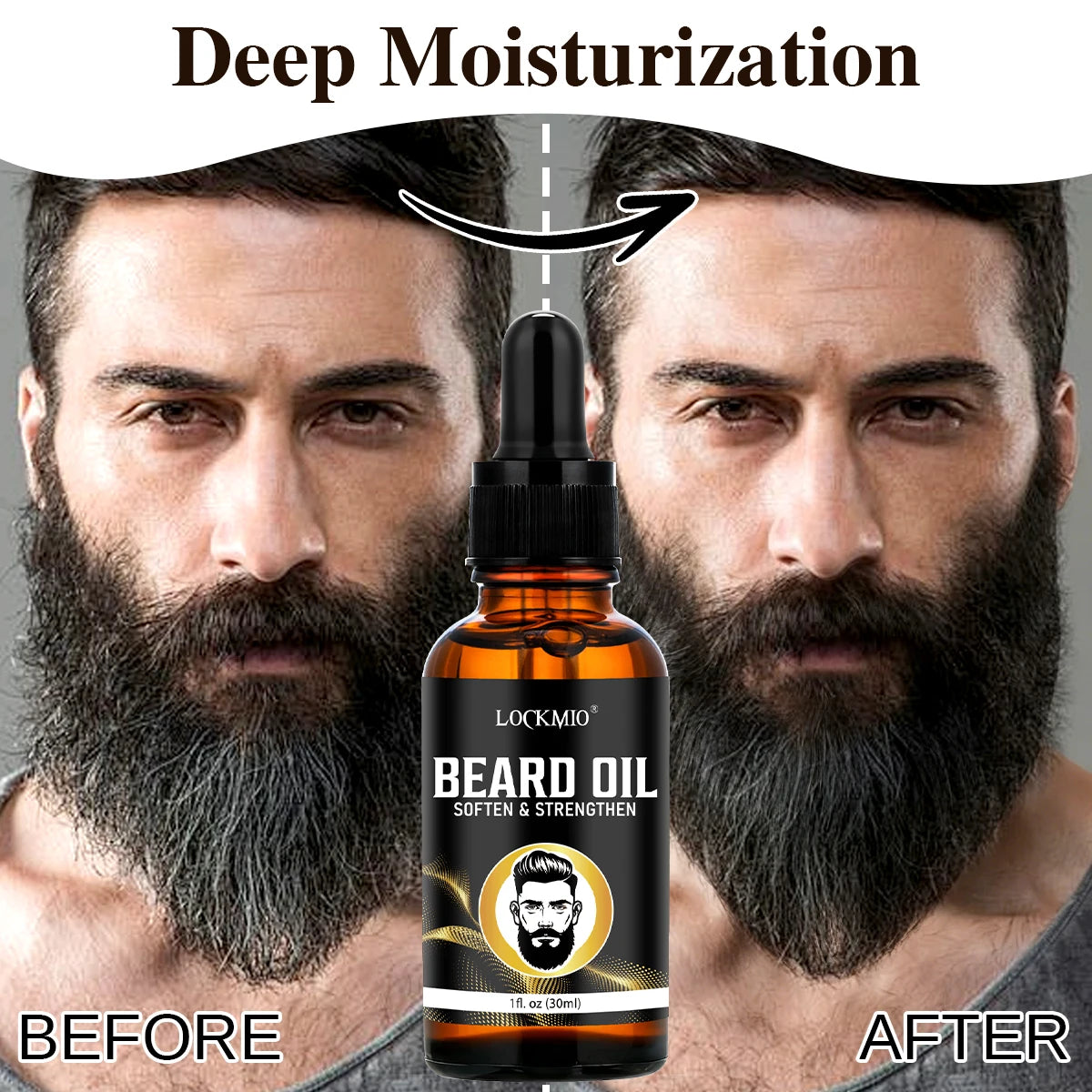 LOCKMIO Beard Care Kit Men Grooming Set Oil Balm and Styling Tools - 11