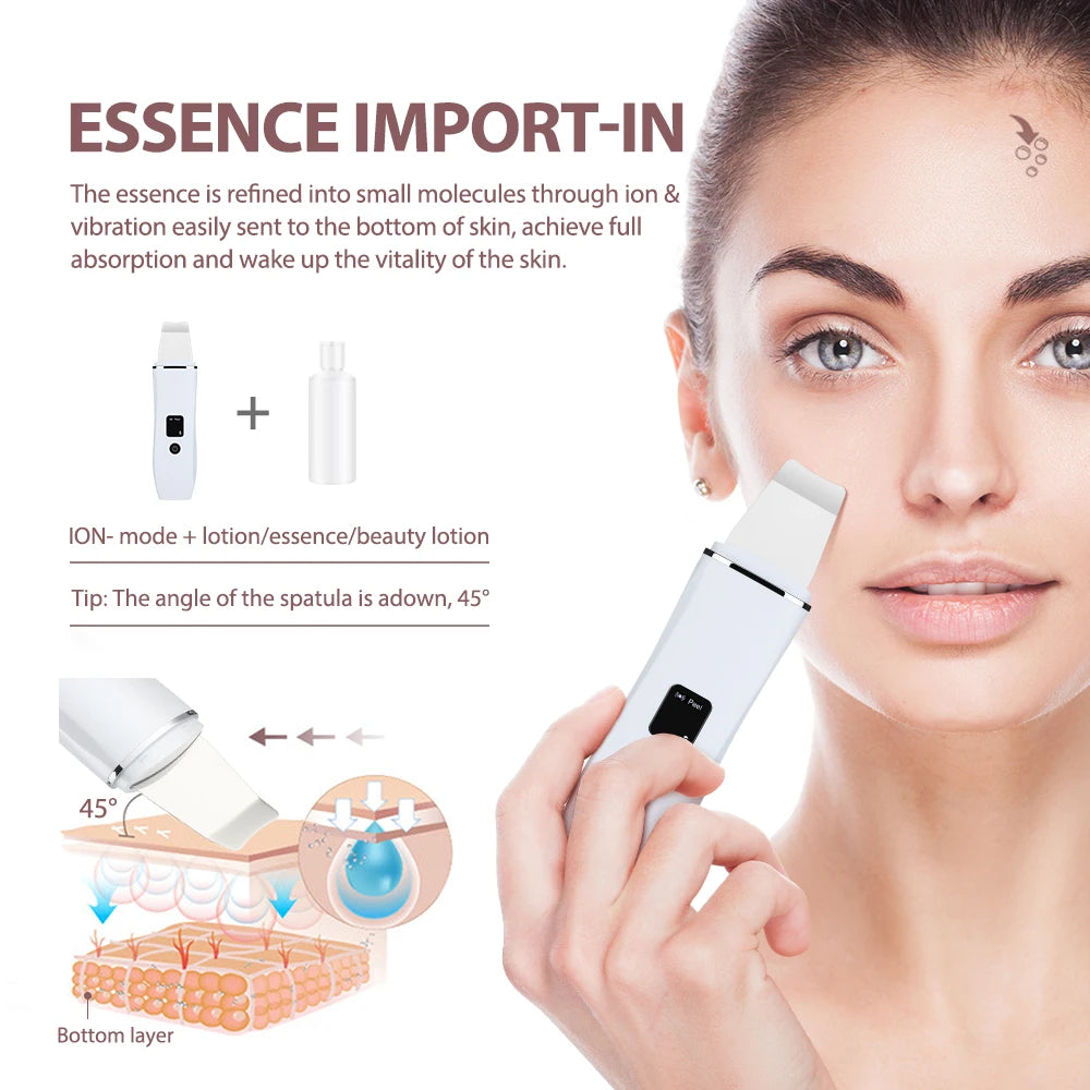 Ultrasonic Facial Skin Scrubber for Deep Pore Cleaning and Lifting