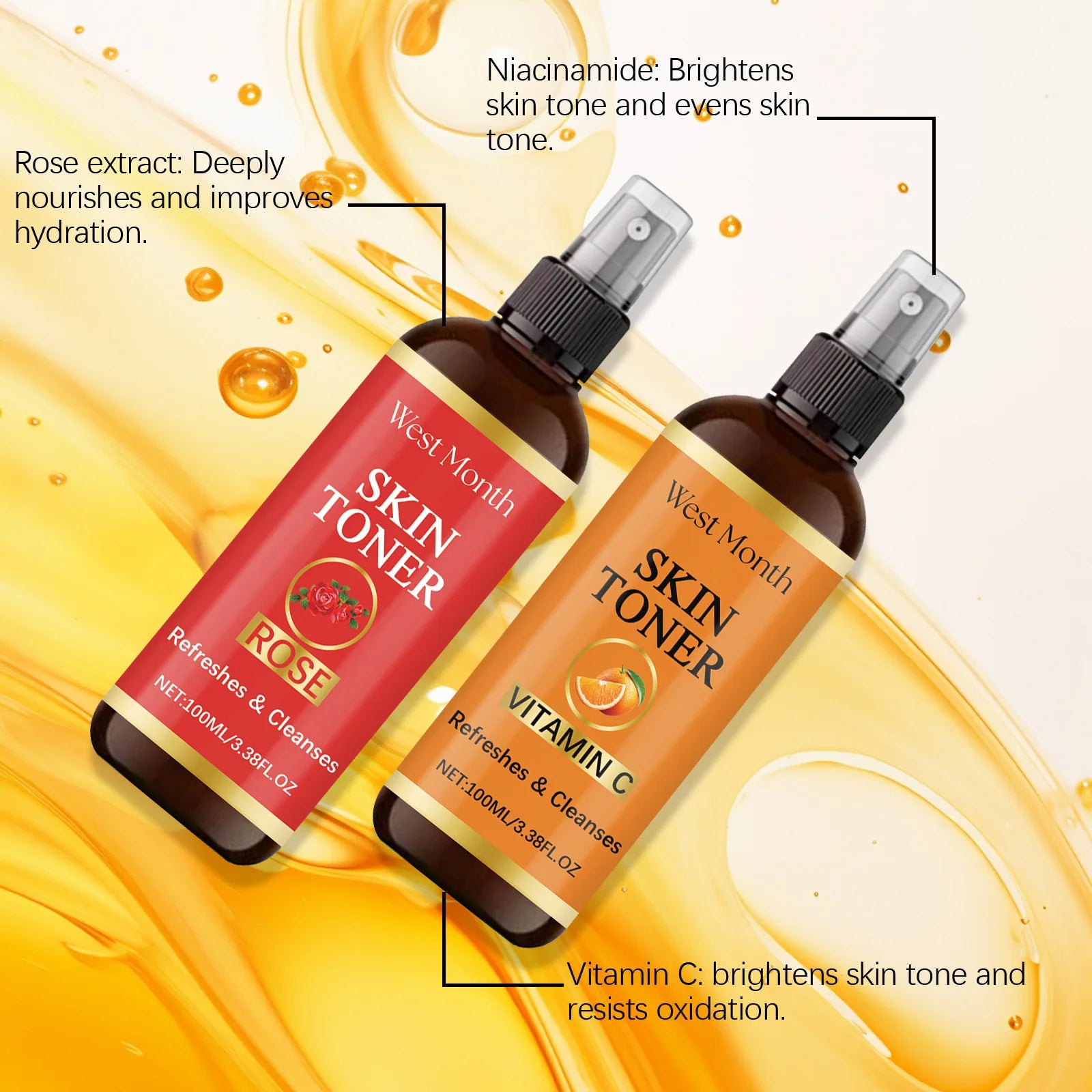 West Month Rose and Vitamin C Facial Toner Spray Hydrating Mist - 3