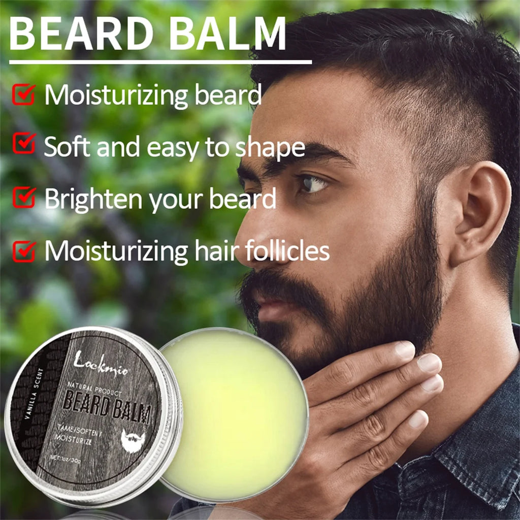 Lockmio Vanilla Beard Care Set Grooming Oil and Styling Balm Kit