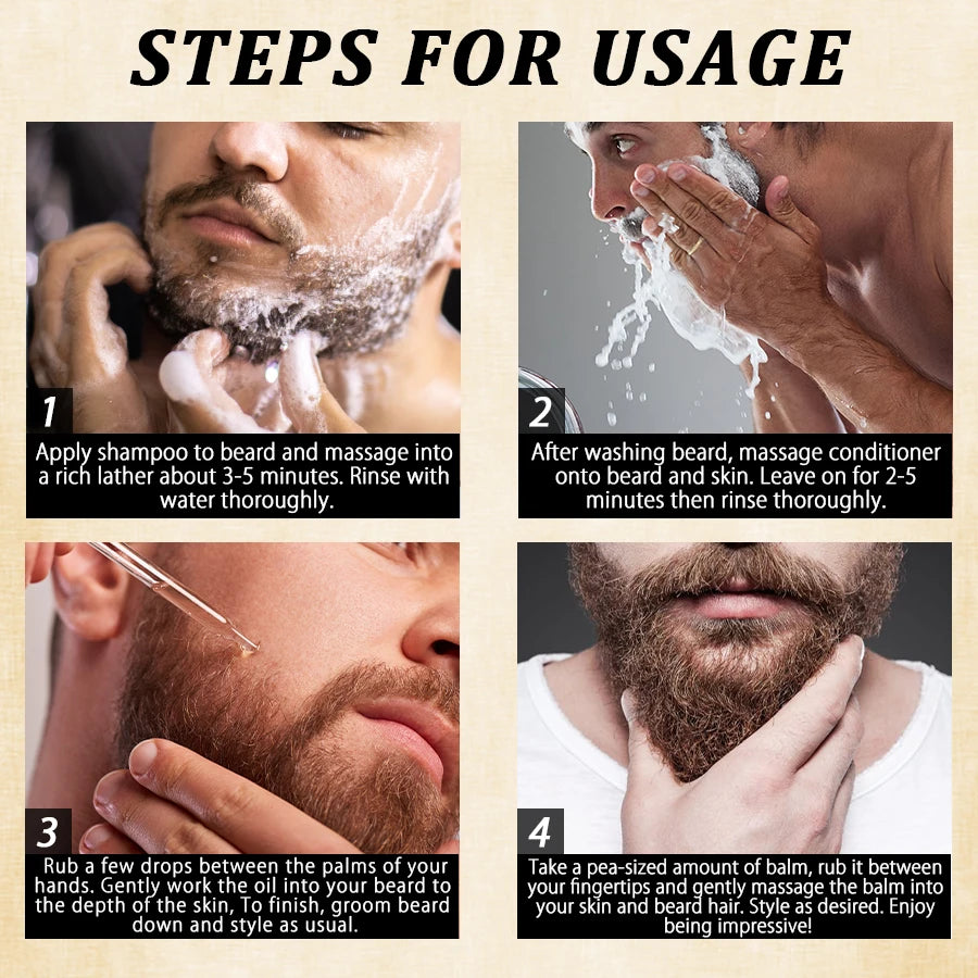 Goiple Men Beard Care Kit Beard Wash Oil Conditioner and Styling Balm