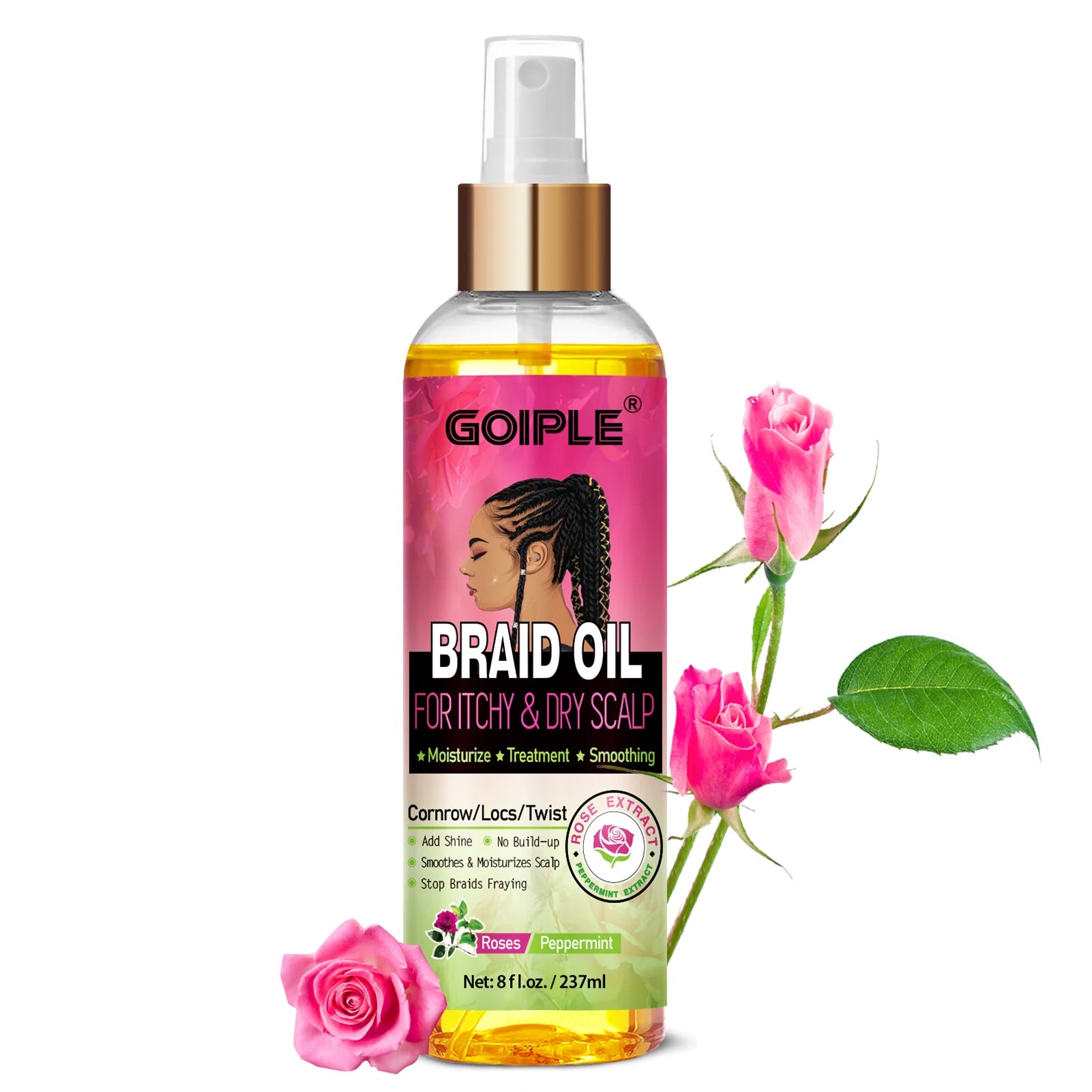 Rose Extract Braid Oil for Itchy Dry Scalp Cornrows Locs and Twists