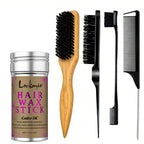 Lockmio Hair Wax Stick and Styling Brush Set for Frizz Control
