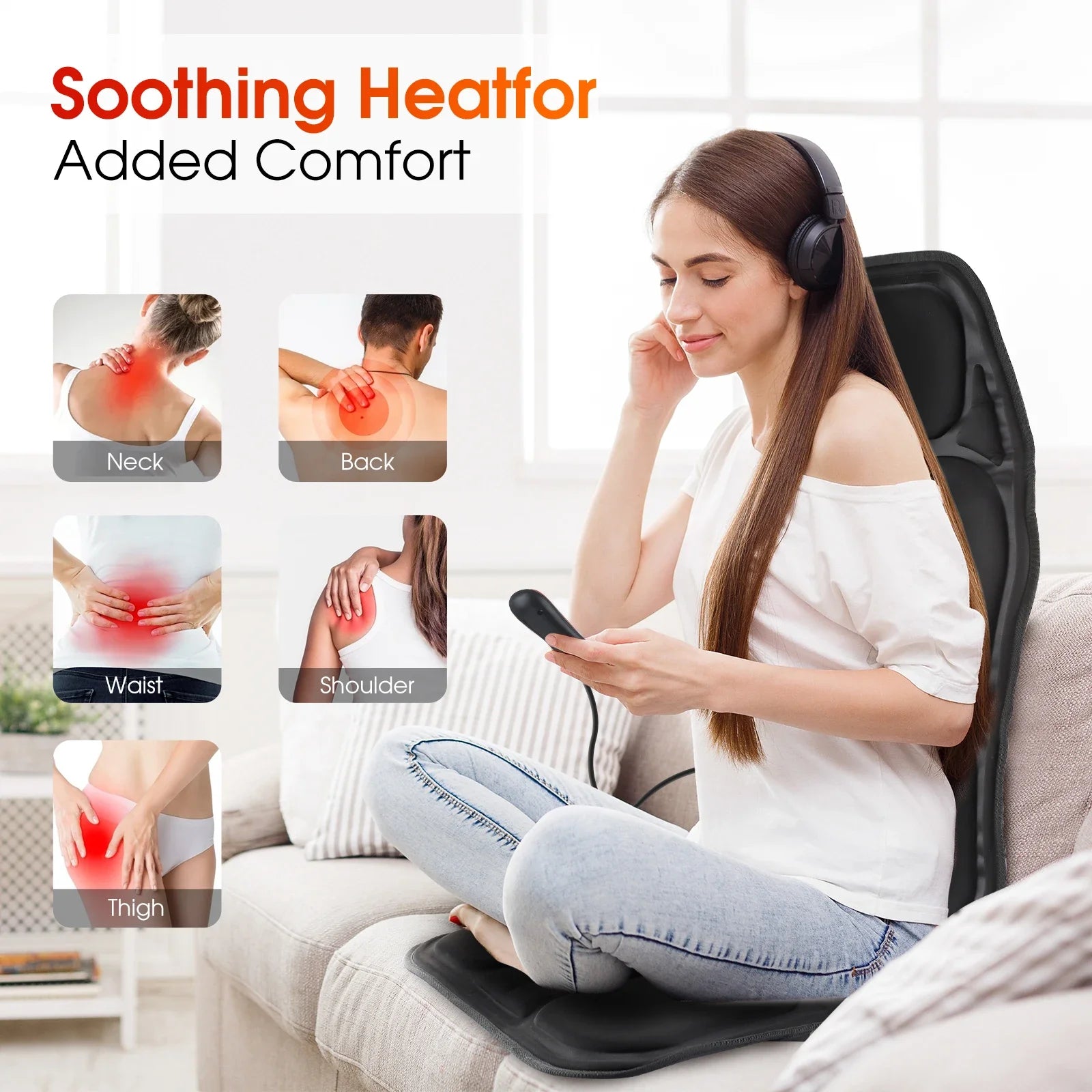 Full Body Vibrating Massage Chair Cushion with Heat - 3